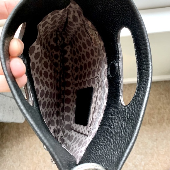 Retired BRIGHTON Studded Pebbled Leather Slim Crossbody Clutch Style Handbag - Picture 5 of 10